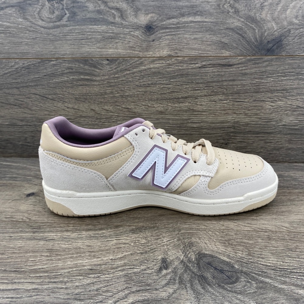 New Balance 480 Sneakers Womens 8.5 Cream Tan Lavender BB480LHP Low Top Shoes - Picture 7 of 9